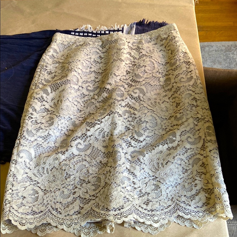 J Crew Collection Lace Pencil Skirt in Pale Grey